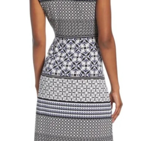 Tommy Bahama Tropical Terrazza Stretch Jersey Faux Wrap Dress M Black White - Picture 15 of 16